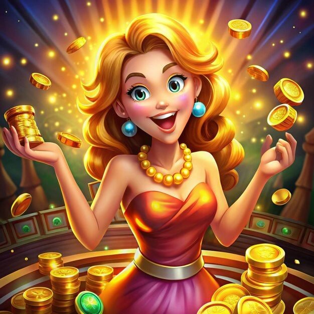 Siluet pemain slot menggunakan tablet dengan latar belakang warna cerah dan suasana santai